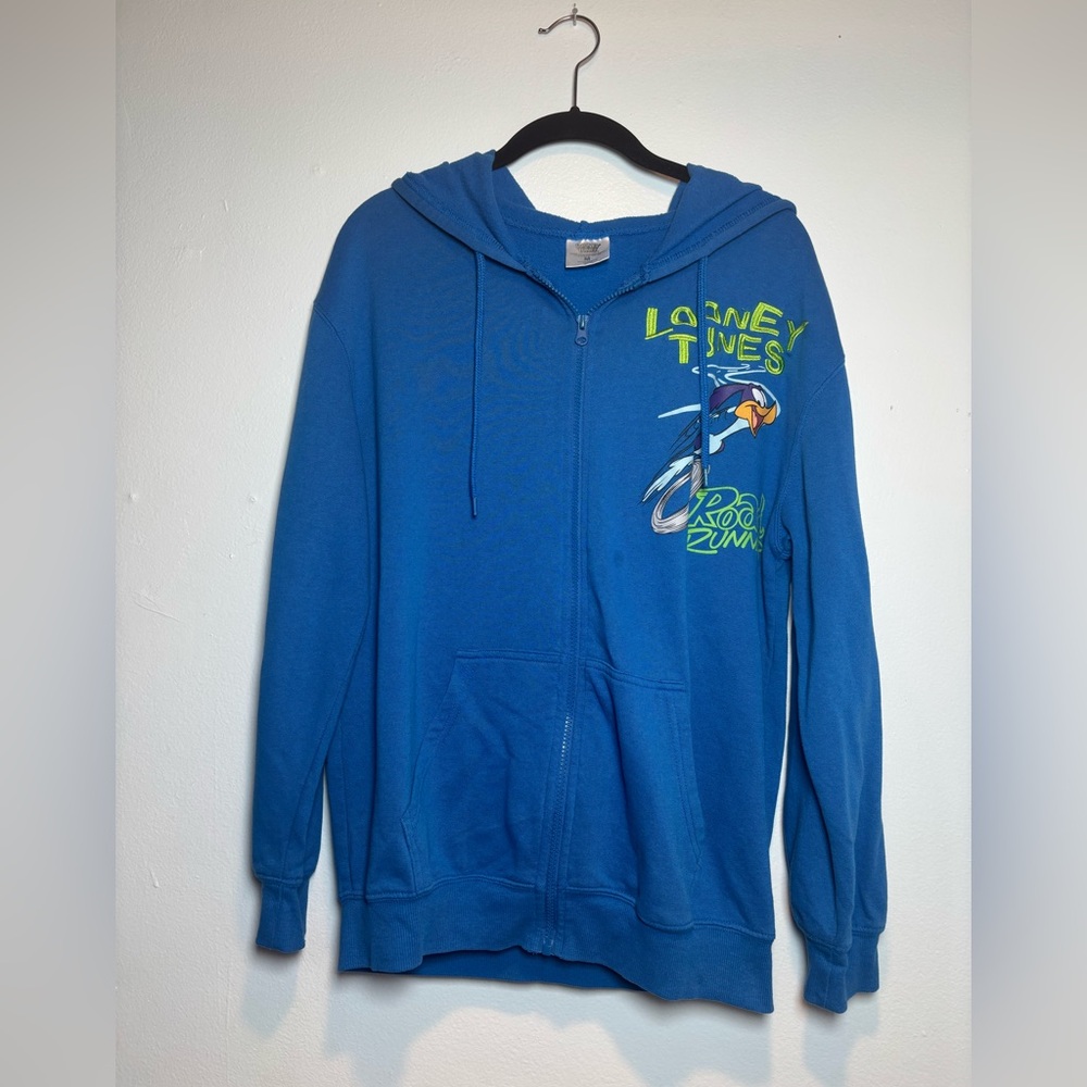 Vintage Blue Looney Tunes Zip-Up Sweater 90’s vibe